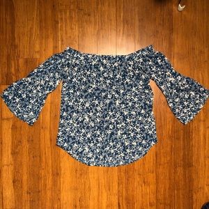 Off The Shoulder Floral Bell Sleeve Top
